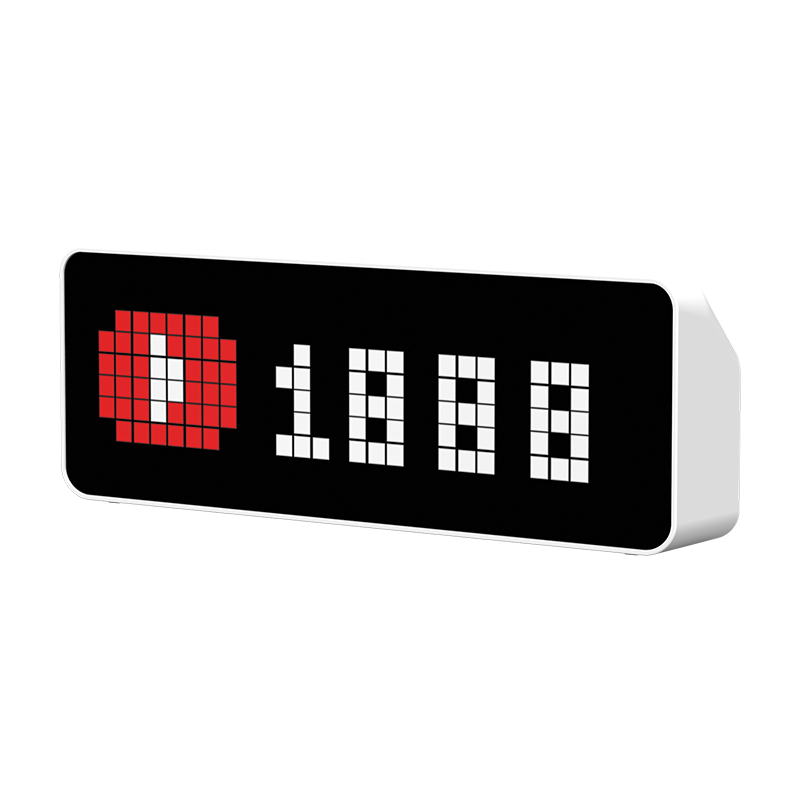 White Ulanzi TC001 pixel clock viewed at a slight angle
